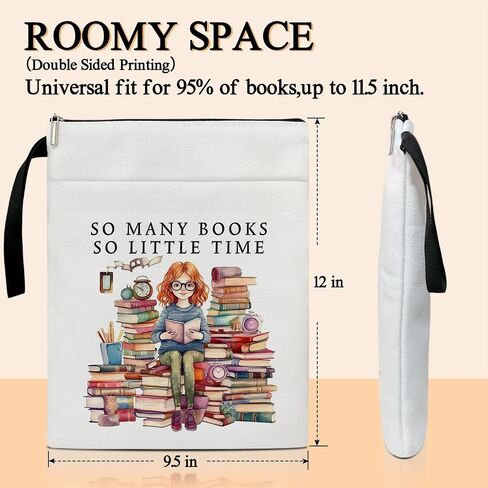 The Romance Reader Book Cover, Book Sleeve with Zipper, Flower Floral Spirit Book Pouch Book Cover Kindle Protector Sleeve, Book Sleeve for Book Lovers Gifts for Women Librarian Bookworm Bookish -12 in Saudi Arabia