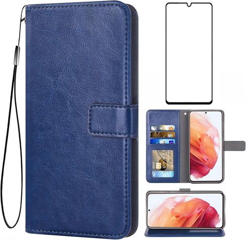 Asuwish متوافق مع هاتف Samsung Galaxy S21 Plus Glaxay S21+ 5G حافظة محفظة من الزجاج المقسى وغطاء جلدي قابل للطي وحامل بطاقات لهاتف Gaxaly S21+5G S21plus 21S + S 21 21+ G5 أسود in Saudi Arabia