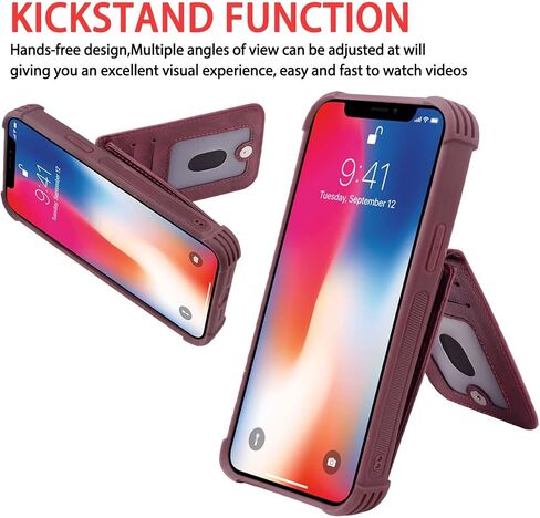 VANAVAGY Compatible for iPhone Xs/iPhone X Wallet Case for Women and Men,Leather Magnetic Clasp Flip Folio Phone Cover with Credit Card Holder and Coin Pocket,Burgundy in Kuwait