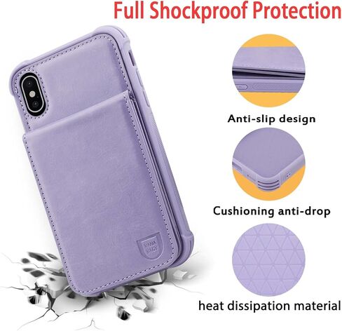 VANAVAGY Compatible for iPhone Xs/iPhone X Wallet Case for Women and Men,Leather Magnetic Clasp Flip Folio Phone Cover with Credit Card Holder and Coin Pocket,Burgundy in Kuwait