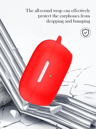 Case for Bose New QuietComfort Earbuds,Soft Protective,Shockproof, BOVUGAC Silicone Case Cover with Keychain & Cleaning Kit & Lanyard-Red in Saudi Arabia