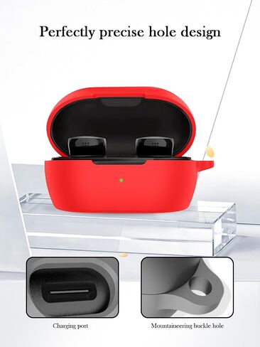 Case for Bose New QuietComfort Earbuds,Soft Protective,Shockproof, BOVUGAC Silicone Case Cover with Keychain & Cleaning Kit & Lanyard-Red in Saudi Arabia