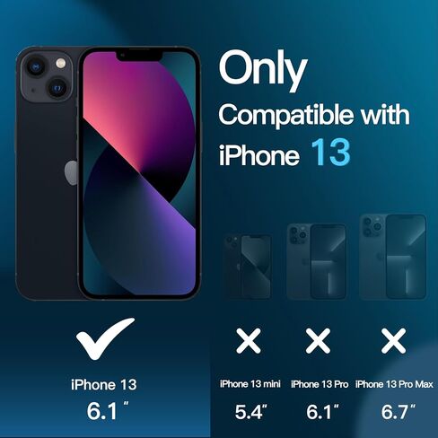 JETech 3 in 1 Matte Case for iPhone 13 6.1-Inch with 2-Pack Tempered Glass Screen Protector, Translucent Frosted Shockproof Phone Cover (Black) in Saudi Arabia