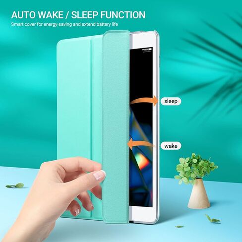 ULAK متوافق مع حافظة iPad الجيل التاسع 2021، وحافظة iPad الجيل الثامن والسابع 2020 2019، وحافظة iPad 10.2، وغطاء ذكي نحيف خفيف الوزن ثلاثي الطي مع غطاء ممتاز مقاوم للصدمات للنوم/الاستيقاظ التلقائي، لون نعناعي in Kuwait