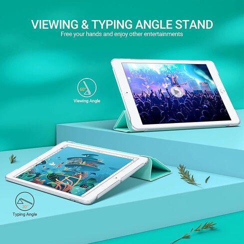 ULAK متوافق مع حافظة iPad الجيل التاسع 2021، وحافظة iPad الجيل الثامن والسابع 2020 2019، وحافظة iPad 10.2، وغطاء ذكي نحيف خفيف الوزن ثلاثي الطي مع غطاء ممتاز مقاوم للصدمات للنوم/الاستيقاظ التلقائي، لون نعناعي in Kuwait