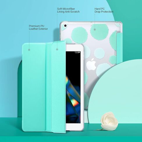ULAK متوافق مع حافظة iPad الجيل التاسع 2021، وحافظة iPad الجيل الثامن والسابع 2020 2019، وحافظة iPad 10.2، وغطاء ذكي نحيف خفيف الوزن ثلاثي الطي مع غطاء ممتاز مقاوم للصدمات للنوم/الاستيقاظ التلقائي، لون نعناعي in Kuwait