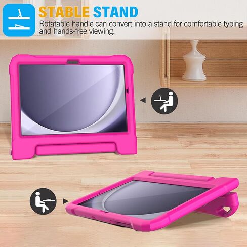 Kids Case for Samsung Galaxy Tab A9 Plus 11" Tablet 2023, Durable Shockproof Handle Stand Protective Cover with Screen Protector for Galaxy Tab A9+ 11 Inch 2023(SM-X210/X216/X218), Pink in Kuwait