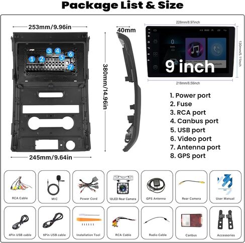 SIXWIN 1G+32G Android 13 ستيريو سيارة لفورد F150 2009-2012 9 بوصة شاشة تعمل باللمس راديو سيارة فورد مع بلوتوث نظام تحديد المواقع والملاحة مرآة رابط واي فاي FM SWC كاميرا احتياطية ميكروفون ... in Saudi Arabia