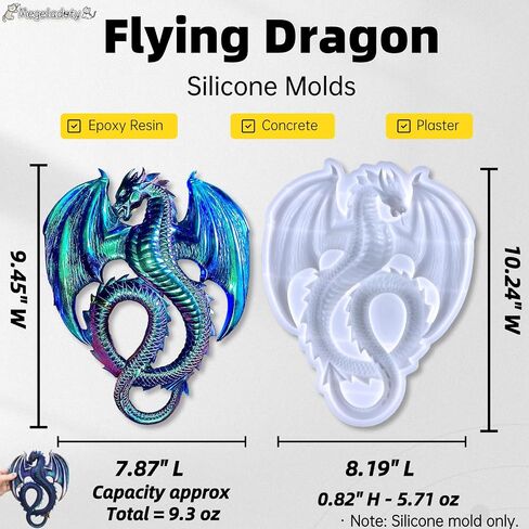 8 Inch Large Flying Dragon Resin Molds - Cute Baby Dragon Silicone Molds for Epoxy Resin & Plaster - Reusable DIY Garden Déco Crafts in Saudi Arabia
