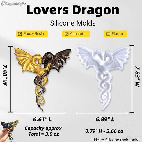 8 Inch Large Flying Dragon Resin Molds - Cute Baby Dragon Silicone Molds for Epoxy Resin & Plaster - Reusable DIY Garden Déco Crafts in Saudi Arabia