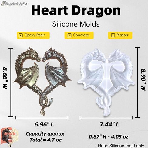 8 Inch Large Flying Dragon Resin Molds - Cute Baby Dragon Silicone Molds for Epoxy Resin & Plaster - Reusable DIY Garden Déco Crafts in Saudi Arabia