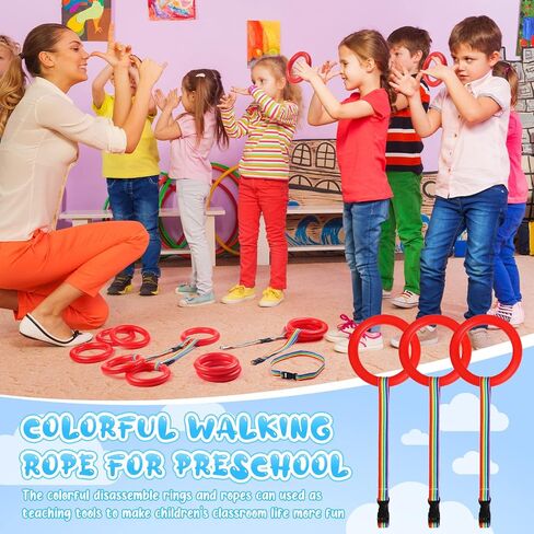 24 Sets Walking Rope for Preschool Toddlers Walking Rope Kids Handles Safety Line Detachable Transition Rope for Children's School Kindergarten Outdoor Supplies Wrist Leashes (Yellow) in Kuwait