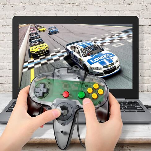 2 Pack FISUPER USB N64 Controller, Wired Video Game Controller USB Gamepad for Windows PC MAC Raspberry PI Retropie (Clear Black +Clear Blue) in Kuwait