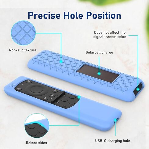 Remote Case for Samsung TV 2023 BN59-01432A / 01432J / 01432B / 01432D / 01432 TM2360E / TM2360F / TM2361E / BN59-01455E / 01455A Solar Cell Nightglow Control Protective Cover Silicone (Blue) in Saudi Arabia