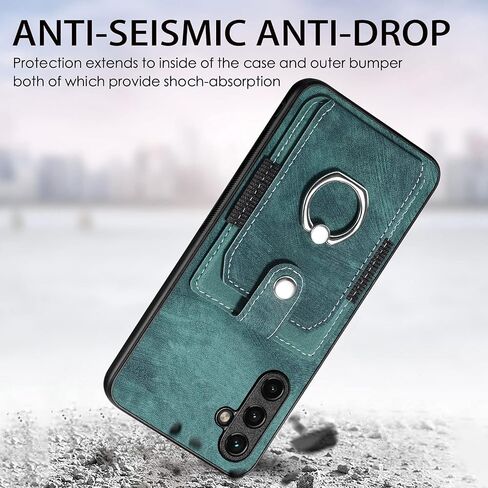 Slim fit Wallet Case for Samsung Galaxy A14, Portable Ring Design PU Leather Durable Case, Safety Button and Cards Slot Cover for Galaxy A14 4G/5G,DK Brown in Saudi Arabia