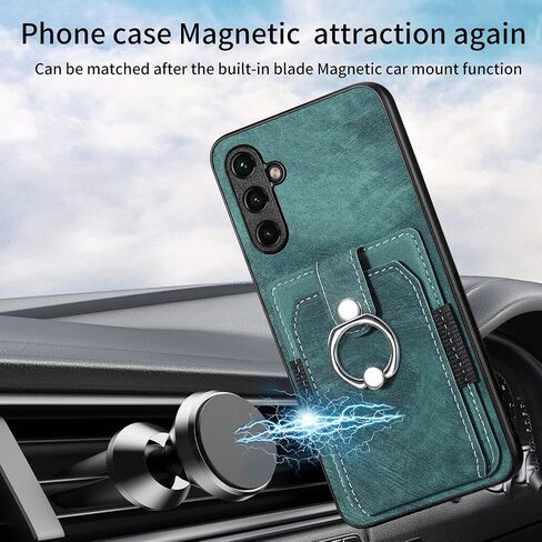 Slim fit Wallet Case for Samsung Galaxy A14, Portable Ring Design PU Leather Durable Case, Safety Button and Cards Slot Cover for Galaxy A14 4G/5G,DK Brown in Saudi Arabia
