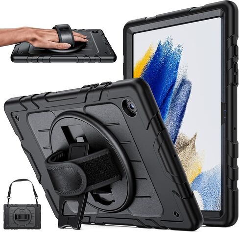 for Galaxy Tab A8 Cases, Shockproof for Samsung Galaxy Tab A8 10.5 Case with 360° Rotatable Hand Strap & Shoulder Strap, Tablet Cover for Samsung A8 2022 (Black) in Saudi Arabia