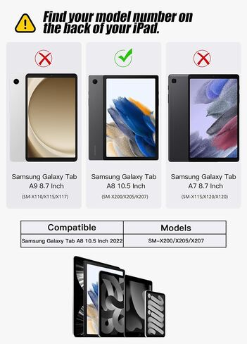 جرابات Galaxy Tab A8، حافظة مقاومة للصدمات لهاتف Samsung Galaxy Tab A8 10.5 مع حزام يد قابل للدوران 360 درجة وحزام كتف، غطاء كمبيوتر لوحي لهاتف Samsung A8 2022 (أسود) in Saudi Arabia