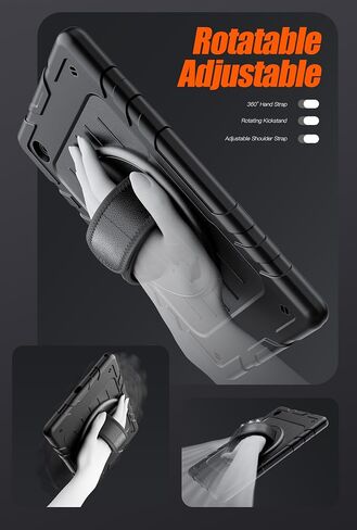 for Galaxy Tab A8 Cases, Shockproof for Samsung Galaxy Tab A8 10.5 Case with 360° Rotatable Hand Strap & Shoulder Strap, Tablet Cover for Samsung A8 2022 (Black) in Saudi Arabia