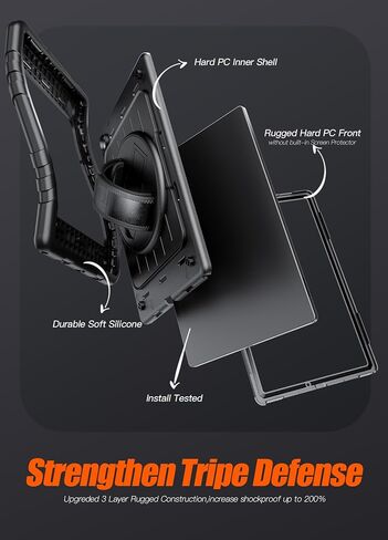for Galaxy Tab A8 Cases, Shockproof for Samsung Galaxy Tab A8 10.5 Case with 360° Rotatable Hand Strap & Shoulder Strap, Tablet Cover for Samsung A8 2022 (Black) in Saudi Arabia