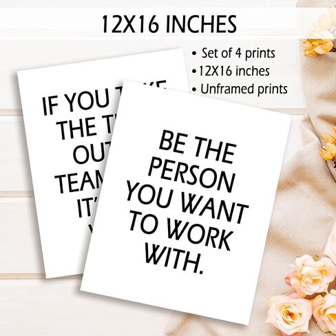 KSDUT Office Wall Decor Art Set of 4 - Inspirational Quote Artwork Poster Prints Team Work Motivational Wall Decor for Home Cubicle Workplace Decorations - 8"x10" Unframed in Saudi Arabia