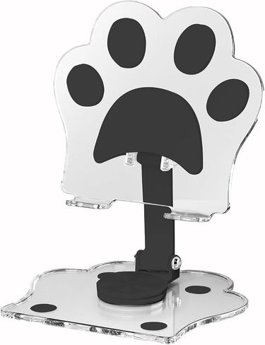 Cat Paw Acrylic Tablet Stand for Desk,Multi-Angle Adjustable Clear Tablet Holde，360° Rotating Mobile Tablet Stand for Desk Home Office, Compatible in Saudi Arabia
