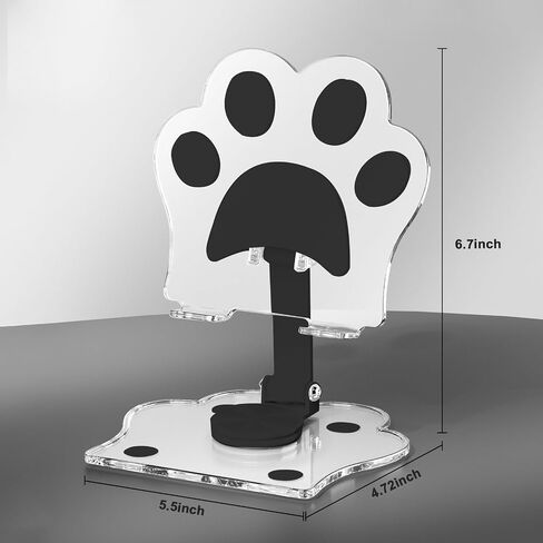 Cat Paw Acrylic Tablet Stand for Desk,Multi-Angle Adjustable Clear Tablet Holde，360° Rotating Mobile Tablet Stand for Desk Home Office, Compatible in Saudi Arabia