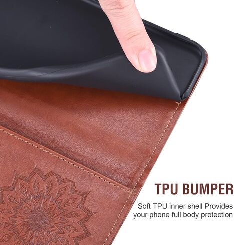 حافظة هاتف لهاتف سامسونج جالاكسي J7 Star J 7 Crown 7J Refine 2018 J7V V 2nd Gen Wallet مع واقي شاشة من الزجاج المقسى وغطاء جلدي قابل للطي وحامل بطاقات وحامل خلية Glaxay Aura S767VL SM J737V بني in Saudi Arabia