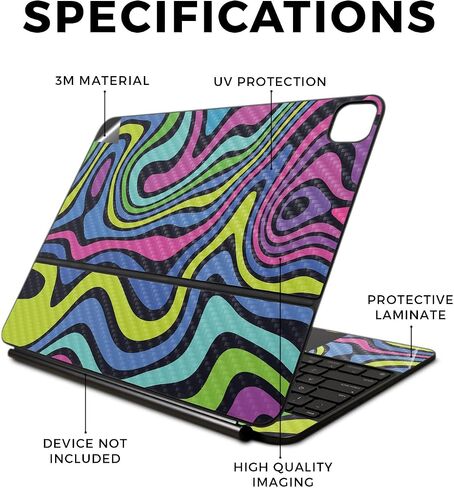 Carbon Fiber Skin Compatible with Apple Magic Keyboard for iPad Pro 13‑inch (M4) 2024 - Fluorescent - Premium 3M Vinyl Protective Wrap Decal Cover - Easy to Apply | Crafted in The USA by MightySkins in Kuwait