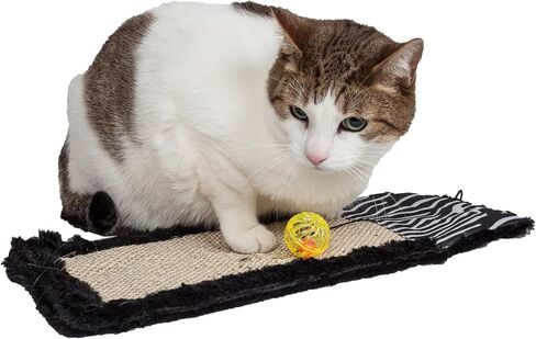 Pet Life ® 'Scrape-Away' Eco-Natural Sisal and Jute Hanging Carpet Cat Scratcher with Toy in Saudi Arabia