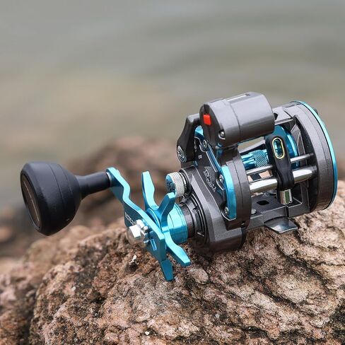 Fishing Reel Round Baitcasting Reel, Smooth Powerful Line Counter Reel, Saltwater Inshore Surf Trolling Reel, Conventional Reel for Catfish, Musky, Bass, Pike- ECTC15L in Kuwait