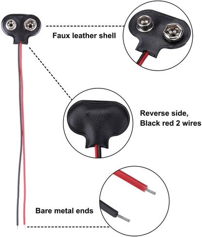 9V Battery Connector 3 Pack, I-Type 2DPH 9 V Battery Clip-9V Battery Buckle Connector Hard Buckle Plastic Housing and Wires Leads Iength 5.9 inches in Saudi Arabia