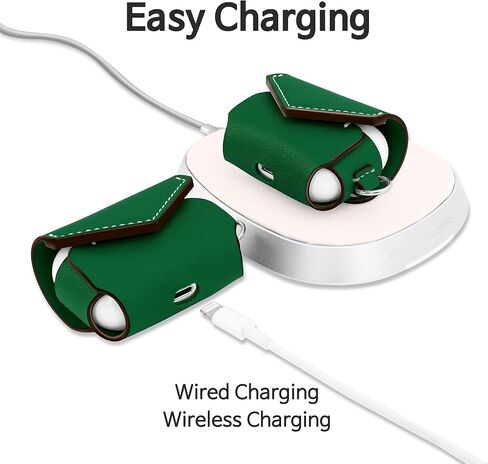 GreedyFarmers AirPods Pro Case Cover with Carabiner, Premium Leather Protective Wireless Charging AirPods Pro Earbuds Case Skin Accessories Compatible for Apple AirPods Pro (Forest Green) in Saudi Arabia