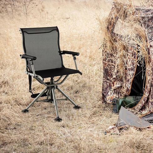 Tangkula 360 Degree Swivel Hunting Chair with 4 Adjustable Legs | Camouflage, Silent, Adjustable Foot Pads & Armrests, Portable, Folding, Lightweight, for Blinds, Fishing, Camping in Saudi Arabia
