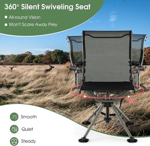 Tangkula 360 Degree Swivel Hunting Chair with 4 Adjustable Legs | Camouflage, Silent, Adjustable Foot Pads & Armrests, Portable, Folding, Lightweight, for Blinds, Fishing, Camping in Saudi Arabia