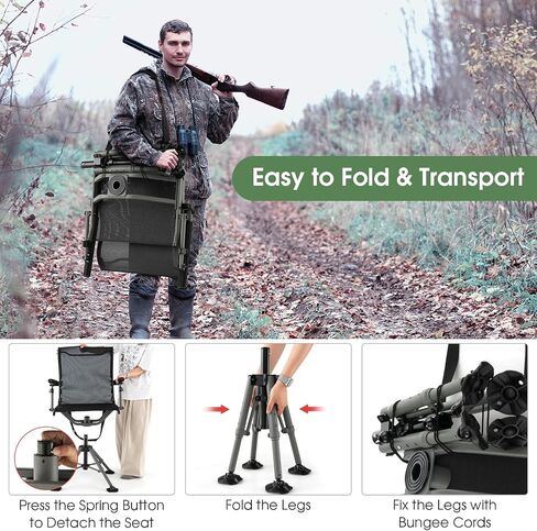 Tangkula 360 Degree Swivel Hunting Chair with 4 Adjustable Legs | Camouflage, Silent, Adjustable Foot Pads & Armrests, Portable, Folding, Lightweight, for Blinds, Fishing, Camping in Saudi Arabia