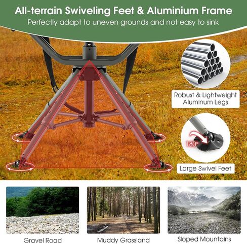 Tangkula 360 Degree Swivel Hunting Chair with 4 Adjustable Legs | Camouflage, Silent, Adjustable Foot Pads & Armrests, Portable, Folding, Lightweight, for Blinds, Fishing, Camping in Saudi Arabia