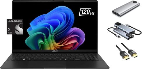 كمبيوتر محمول ASUS Vivobook S Copilot+ PC يوميًا، شاشة 15.6 بوصة 3K OLED، معالج Qualcomm Snapdragon X Plus ثماني النواة (Beats Ultra 7-155U)، ذاكرة الوصول العشوائي 16 جيجابايت، 1 تيرابايت SSD + 256 جيجابايت SSD محمول، حزمة تخزين 3 في 1، ويندوز 11 برو in Saudi Arabia