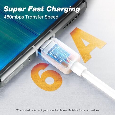 كابل ذكر USB A إلى C بطول 3 أقدام، كابل 60 وات 6 أقدام C إلى C، سلك شاحن USB A إلى USB C لأجهزة الكمبيوتر المحمول، Apple، لهاتف Samsung Galaxy S10 S10+، LG V30، Beats Fit Pro والمزيد [عبوتان] in Saudi Arabia