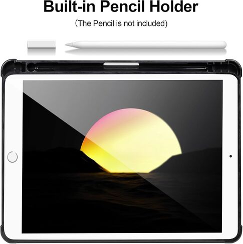 Case Compatible with iPad 6/5th Generation 9.7’’2018/2017,Case for iPad Air 2/1-9.7 inch, Shockproof Hard Shell Clear Cover with Pencil Holder,Tablet Cover for iPad 9.7‘’ with Auto Wake/Sleep,Black in Saudi Arabia