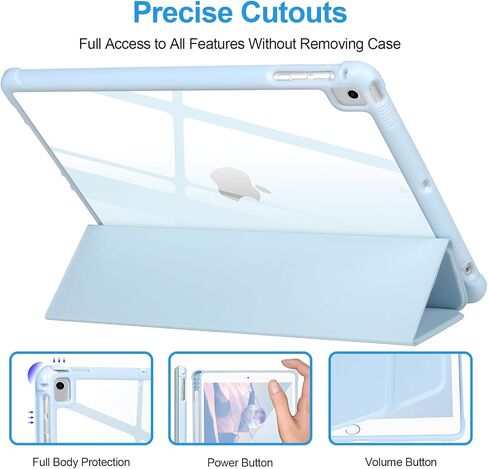 Case Compatible with iPad 6/5th Generation 9.7’’2018/2017,Case for iPad Air 2/1-9.7 inch, Shockproof Hard Shell Clear Cover with Pencil Holder,Tablet Cover for iPad 9.7‘’ with Auto Wake/Sleep,Black in Saudi Arabia