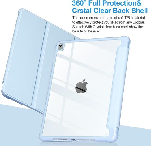 Case Compatible with iPad 6/5th Generation 9.7’’2018/2017,Case for iPad Air 2/1-9.7 inch, Shockproof Hard Shell Clear Cover with Pencil Holder,Tablet Cover for iPad 9.7‘’ with Auto Wake/Sleep,Black in Saudi Arabia