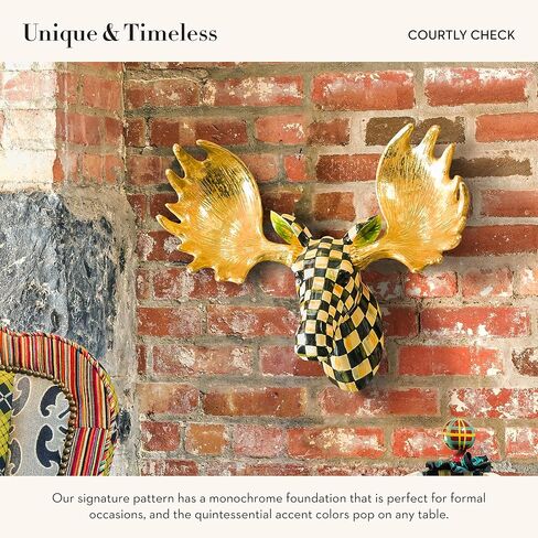MACKENZIE-CHILDS Courtly Check Small Deer, Checkered Deer Wall Decor, Unique Home Decor in Kuwait
