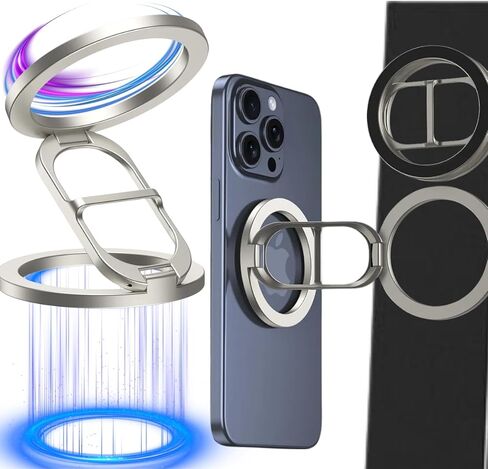 Gym Magnetic Phone Holder, 360° Rotatable Mount for Video Recording, Strong Dual Magnet Attach to Metal Surface, Car - Fits iPhone, Android & Large Cases, All Metal Build(Black) in Saudi Arabia