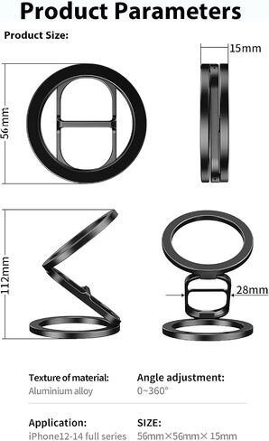 Gym Magnetic Phone Holder, 360° Rotatable Mount for Video Recording, Strong Dual Magnet Attach to Metal Surface, Car - Fits iPhone, Android & Large Cases, All Metal Build(Black) in Saudi Arabia