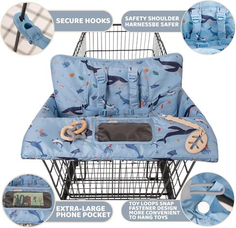 Shopping Cart Cover for Baby 2 in 1 High Chair Covers for Restaurant Comfortable Grocery Cart Seat Covers for Infant, Toddler Universal Suitable for Most Shopping Carts Machine Washable, DJ Pink in Kuwait