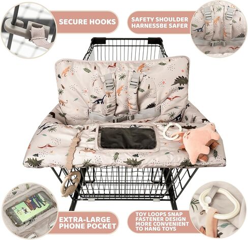 Shopping Cart Cover for Baby 2 in 1 High Chair Covers for Restaurant Comfortable Grocery Cart Seat Covers for Infant, Toddler Universal Suitable for Most Shopping Carts Machine Washable, DJ Pink in Kuwait