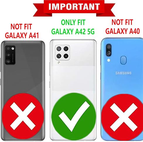 STARSHOP Samsung Galaxy A42 5G Phone Case, with [Tempered Glass Screen Protector Included] PU Leather Wallet Shockproof Phone Cover Kickstand with Pocket Card Slots Magnet Closure -Dark in Saudi Arabia