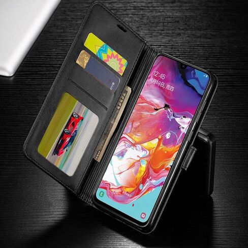 STARSHOP Samsung Galaxy A42 5G Phone Case, with [Tempered Glass Screen Protector Included] PU Leather Wallet Shockproof Phone Cover Kickstand with Pocket Card Slots Magnet Closure -Dark in Saudi Arabia