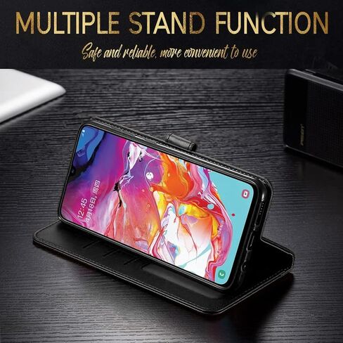 STARSHOP Samsung Galaxy A42 5G Phone Case, with [Tempered Glass Screen Protector Included] PU Leather Wallet Shockproof Phone Cover Kickstand with Pocket Card Slots Magnet Closure -Dark in Saudi Arabia